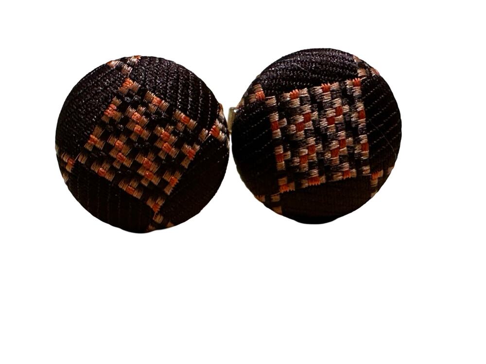Vintage 70s Brown Fabric Dark Academia Cuff Links